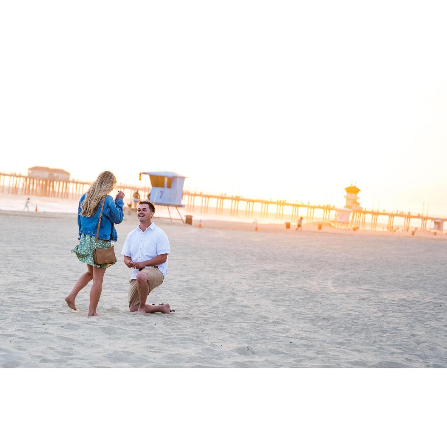 Brad then rushed Moira down to the bar, and to a beautiful walk down the beach. He fumbled for the ring in his back pocket, got down on a knee and asked the question she had been waiting for!