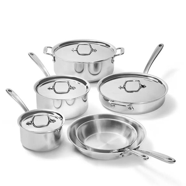 D3 Stainless Everyday 3-ply Bonded Cookware Set with Stainless Lids, 10 piece Set