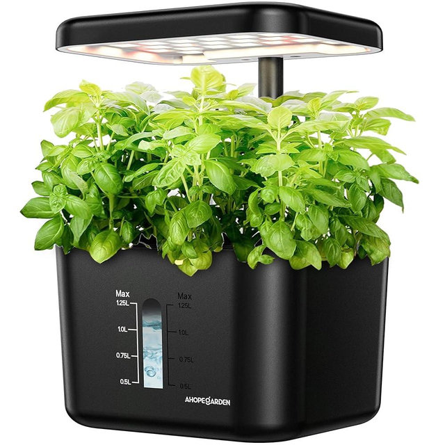 Ahopegarden Hydroponics Growing System kit Indoor Herb Garden with Grow Light, 4 Pods Plant Germination Kit Herb Vegetable Flower Growth Countertop Grower Harvest Fresh Veggie Lettuce（No Seeds）