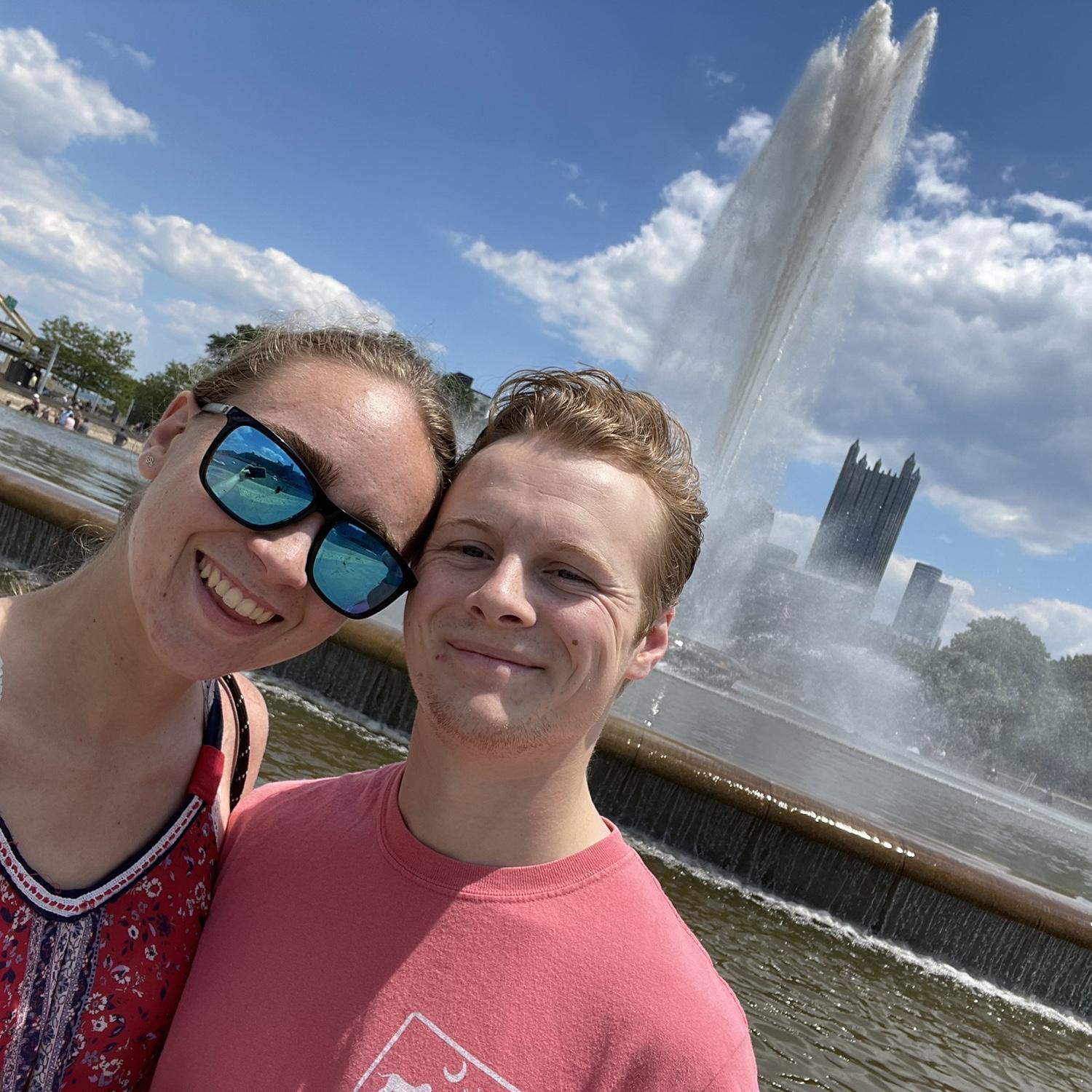 Sean's first trip to Pittsburgh! This photo was taken at Point State Park. It is at the very tip of the peninsula, where the Allegheny and Monongahela Rivers meet to form the Ohio River.