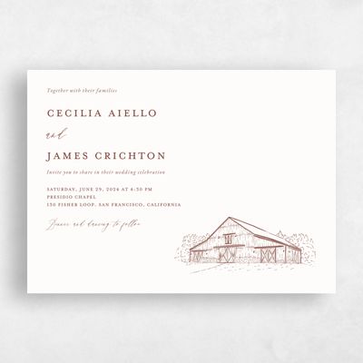 Currant Red Wedding Invitation - Millbrook Landscape