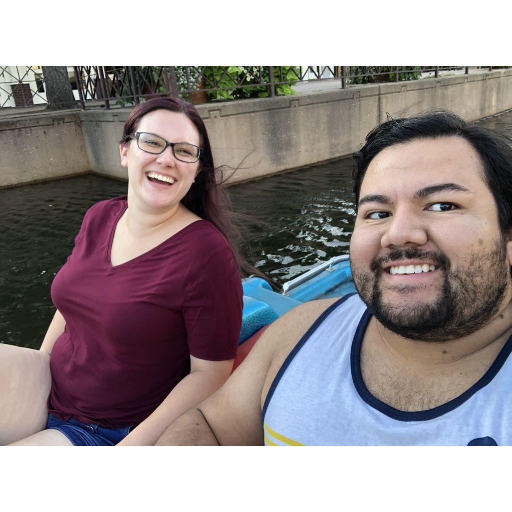 Paddle boating at Centennial Lakes in Edina