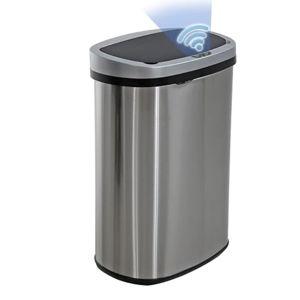 BestOffice | 13 Gallon Trash Can with Lid | Automatic Touchless Garbage Can | Odor Control | Modern Oval Design | Easy to Clean | Stainless Steel | Fits Any Kitchen, Bathroom, Office or Home