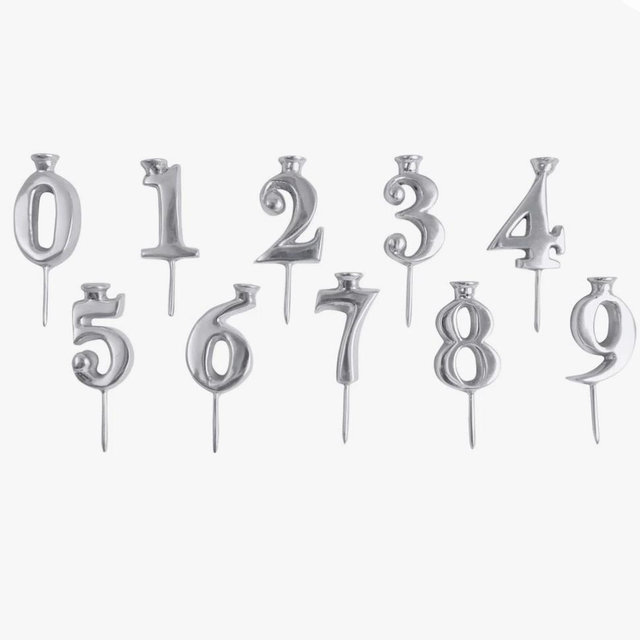 Mariposa Candle Number Holder Set, 10 Silver