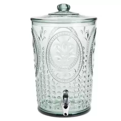 Vintage Embossed 1.95-Gallon Beverage Dispenser in Green