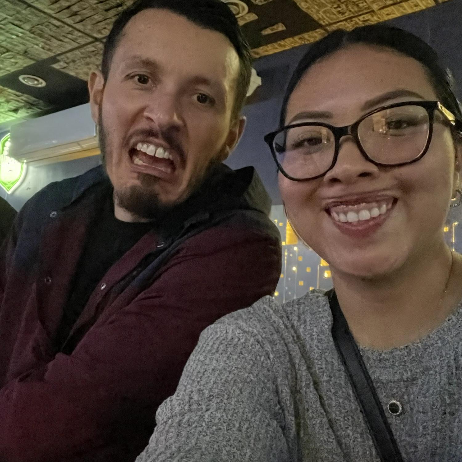 At a bar being our normal selfs.