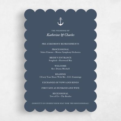 Blue Scalloped Wedding Program - Providence