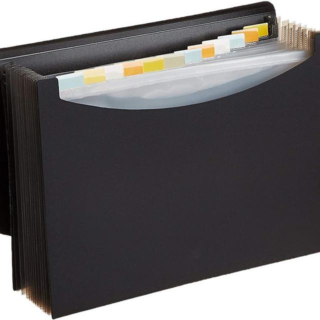 Amazon Basics Expanding Organizer File Folder, Letter Size - Black