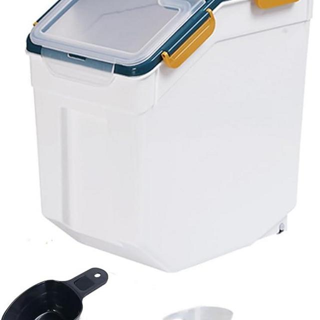 YXQ 25LB Large Flour Storage Container Bin, Airtight Plastic with Measuring Cup & Scoop for Flour, Rice, Grain,Blue