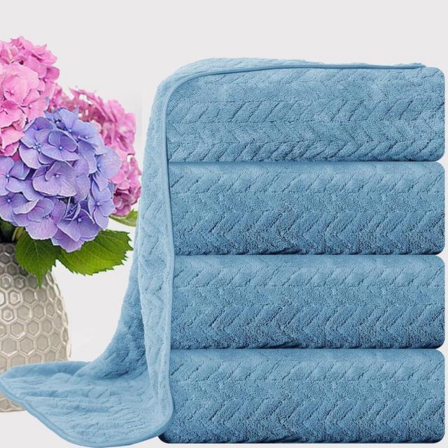 Tigona 4 Pack Bath Towel Set, 35"x 70" Highly Absorbent Quick Dry Large Bath Towels Oversized Microfiber Bath Sheets Soft Bulk Towels Extra Large for Bathroom Kitchen Spa Hotel Gym Pet(Blue)