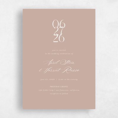 Latte, Brown Wedding Invitation - Aion Portrait