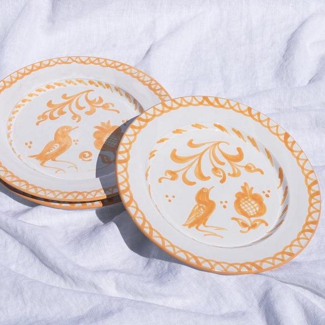 Dinner plate with hand painted designs