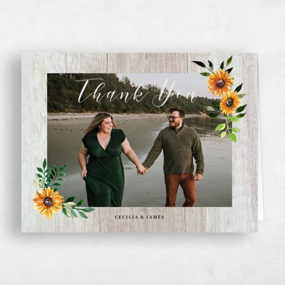 Linen, Beige Wedding Thank You - Sunnyridge Photo