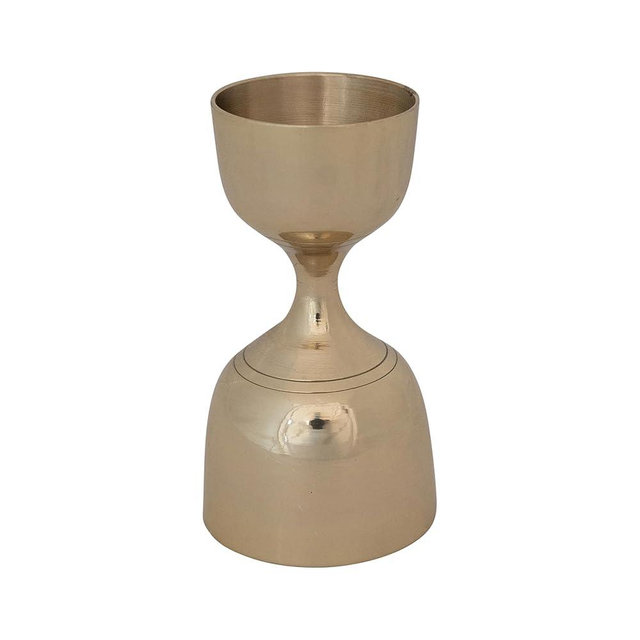 Creative Co-Op Brass 1-Ounce/2-Ounce Double Sided Cocktail Jigger, 2" round