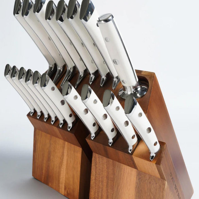 18-piece Colossal Knife Set with Block | White Handles | Gladiator Series | Knives NSF Certified | Dalstrong ©