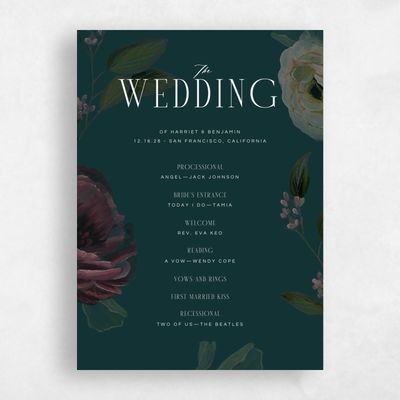Dark Emerald, Green Wedding Program - Malina