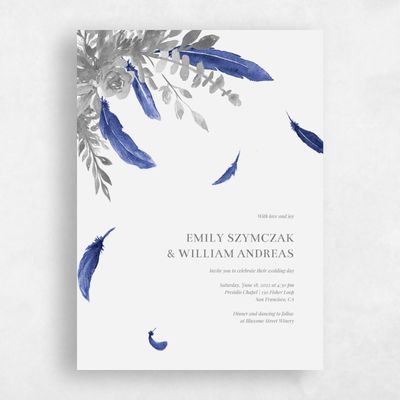 Blue Wedding Invitation - Bethany Bloom