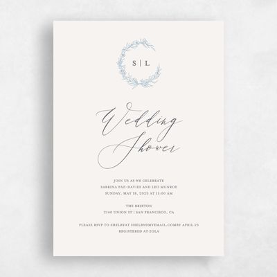 Beige Portrait Wedding Wedding Shower Invitation - Goundry Wreath