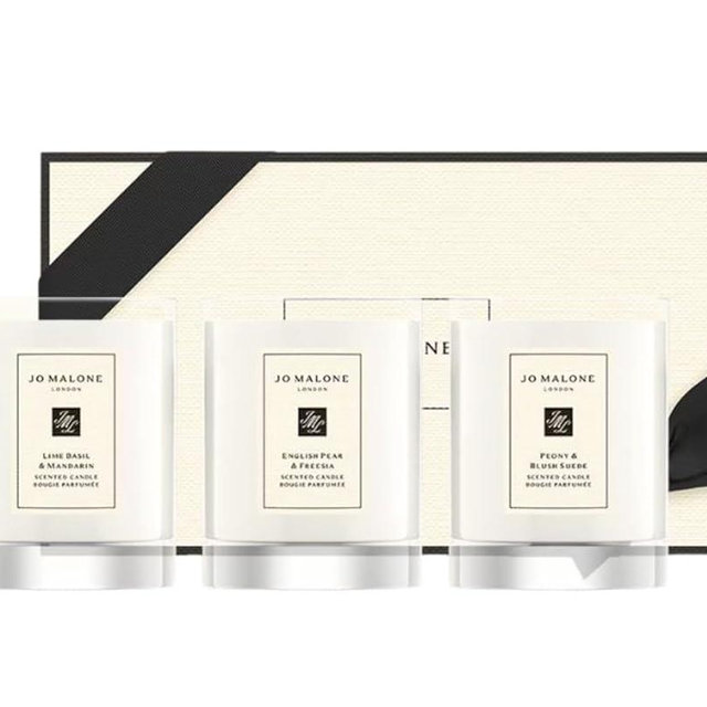 Jo Malone London Travel Candle Trio - Lime Basil & Mandarin - English Pear & Freesia - Peony & Blush Suede - New in Box