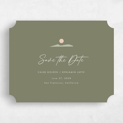 Green Ticket Wedding Save the Date - Paloverde Landscape