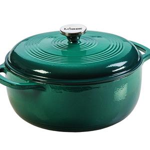 Lodge 6 Quart Enameled Cast Iron Dutch Oven. Deep Teal Enamel Dutch Oven with Self Basting Lid (Lagoon Blue)