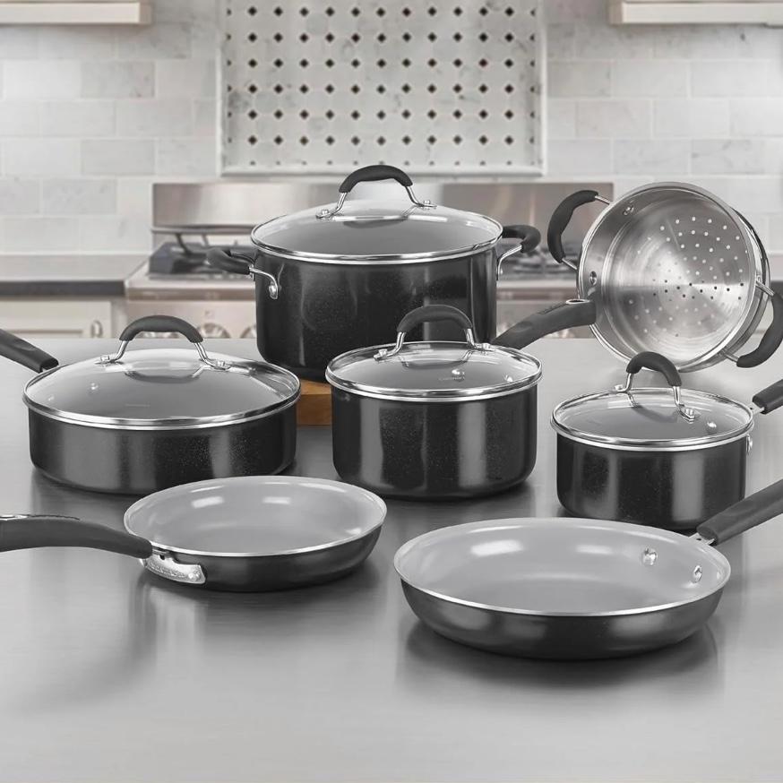Cuisinart 11-Piece Nonstick Cookware Set, Ceramica XT, Black, 54C-11BK