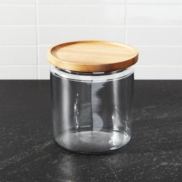 Montana 64 oz. Acacia and Glass Jar