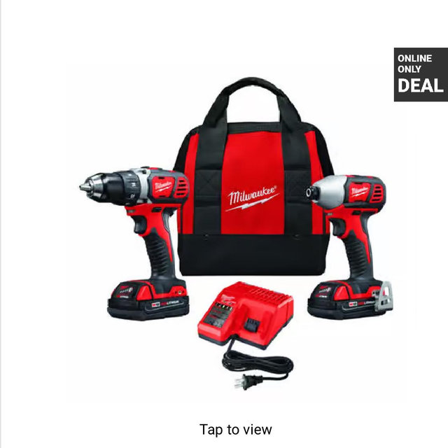 Milwaukee M18 Cordless Brushed 2 Tool Drill/Driver and Impact Driver Kit