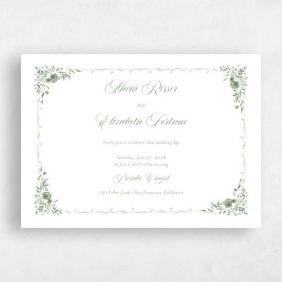 Green Floral Wedding Invitation - Pontus Landscape