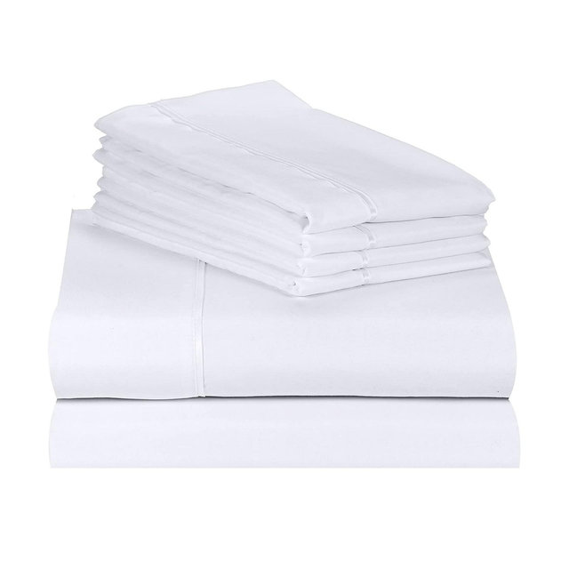 LuxClub 6 PC White California King Microfiber Solid Performance Sheet Set, Soft Cooling Eco-Friendly Bed Sheets with 18in Deep Pockets
