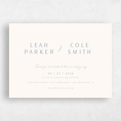 Dusty Blue Wedding Invitation - Elincourt Landscape