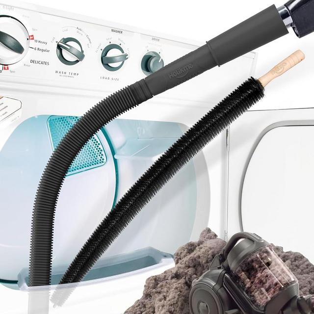 Holikme 2 Pieces Dryer Vent Cleaner Kit, Dryer Lint Vacuum Attachment and Flexible Dryer Lint Brush, Vacuum Hose Attachment, Black