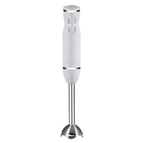 Chefman RJ19-RBR-S-Ivory Includes Stainless Steel Shaft & Blades Powerful Ice Crushing 2-Speed Control One Hand Mixer, Soft Touch Grip, Ivory