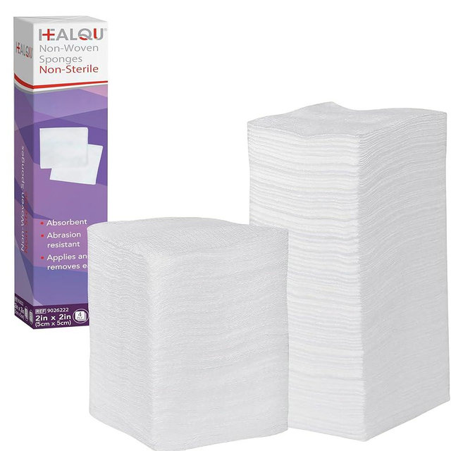 HEALQU Gauze Pads 2"x2" - 200-Pack, 4-Ply Non-Woven Sponges Non-Sterile, All-Purpose Dental and Surgical Sponges Including First Aid Kits and Medical Facilities