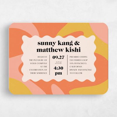 Orange Rounded Wedding Invitation - Allegria Landscape