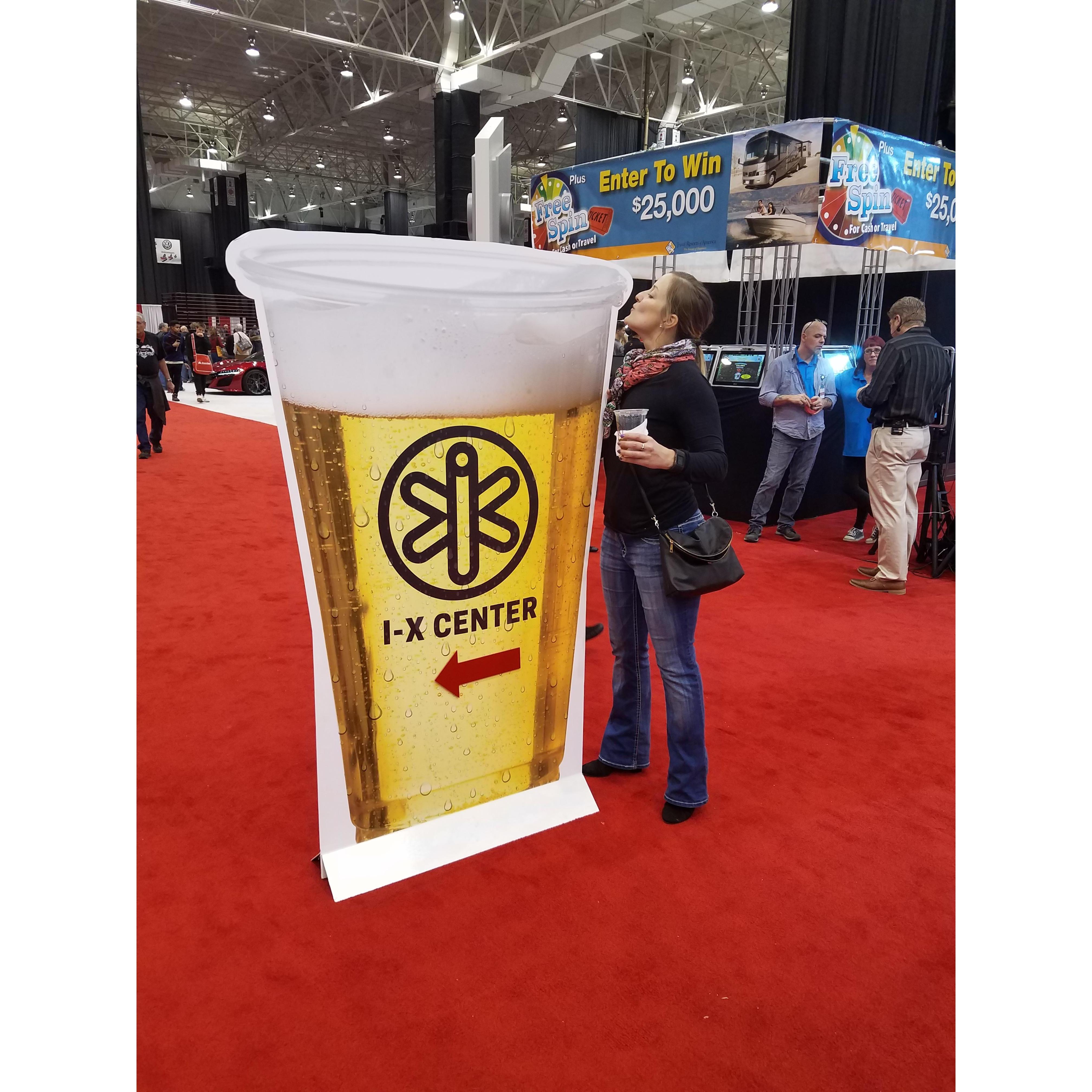 Ellen found a beer big enough for her.