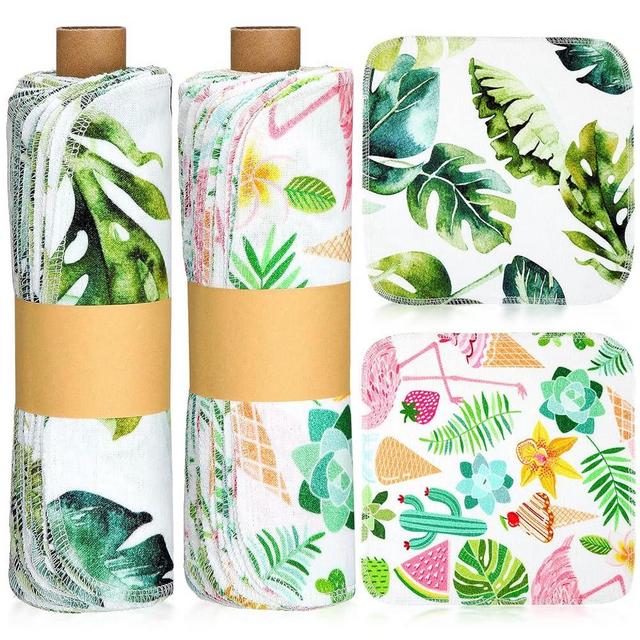 50 Pcs Reusable Paper Towels Paperless Towels Reusable Cotton Cloths Reusable Toilet Absorbent Washable Paper Towels with Roll Kitchen Dishcloth for Kitchen Paperless Dishcloths