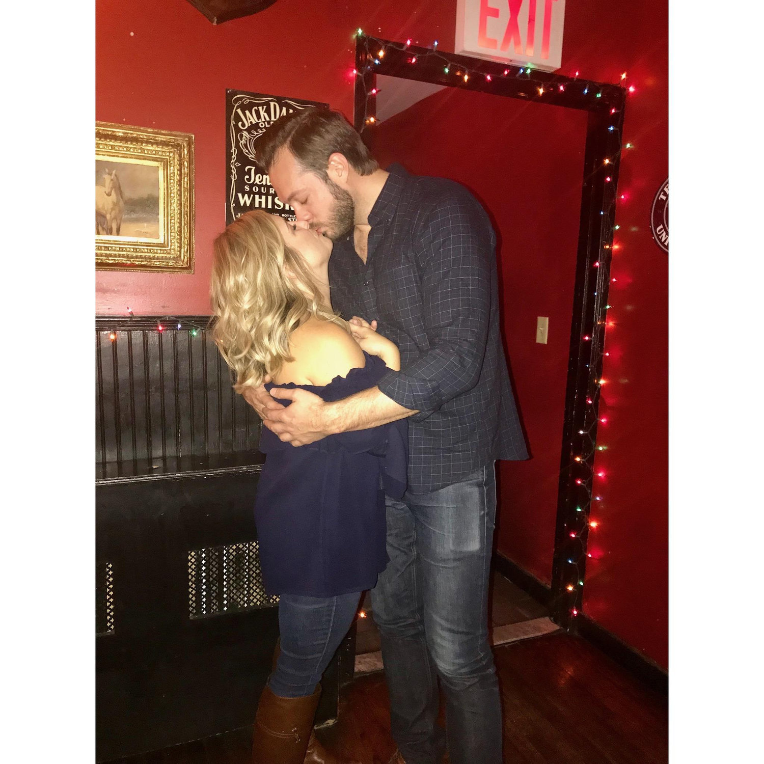 Our first public kiss! Caught everyone by surprise at an EPIX Holiday party :)