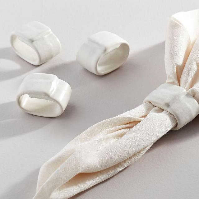 Mason Stoneware Napkin Rings, Set of 4 - Ivory