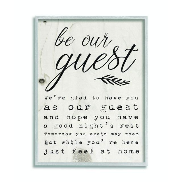 Stupell Industries Be Our Guest Poem Cursive Grey Framed Wall Art, 11 x 14, Design by Artist Daphne Polselli
