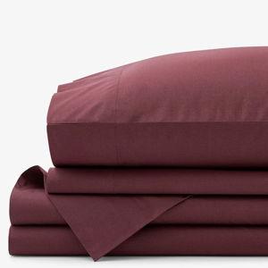 Classic Cool Cotton Percale Bed Sheet Set - Queen/Plum
