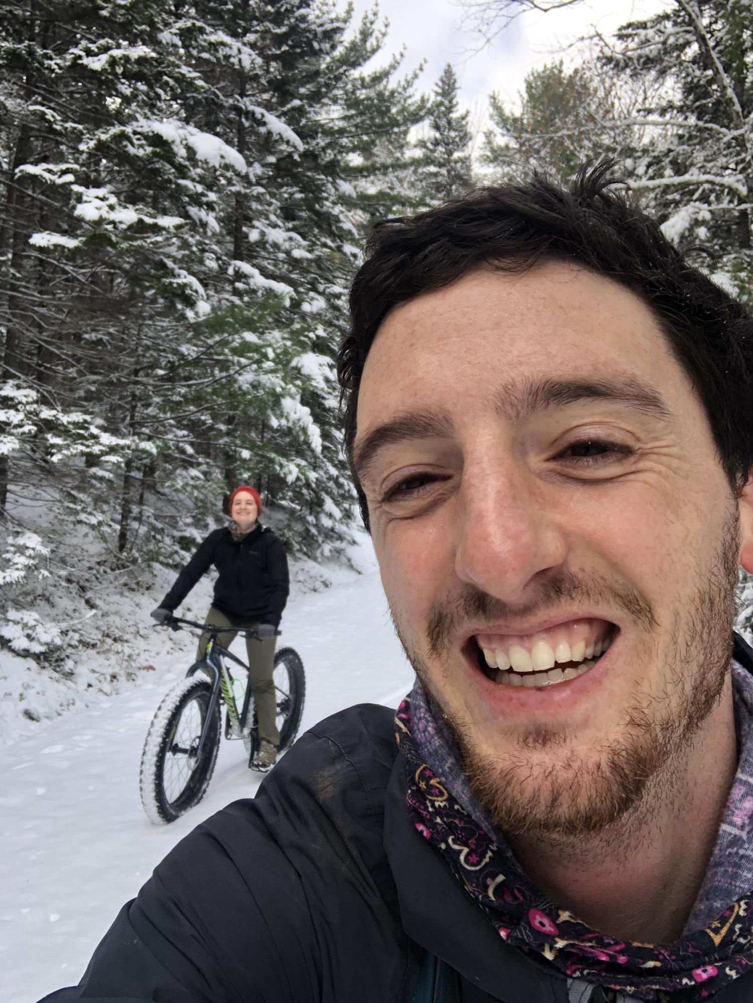 Biking through snow in Acadia, 3 days after the previous photo