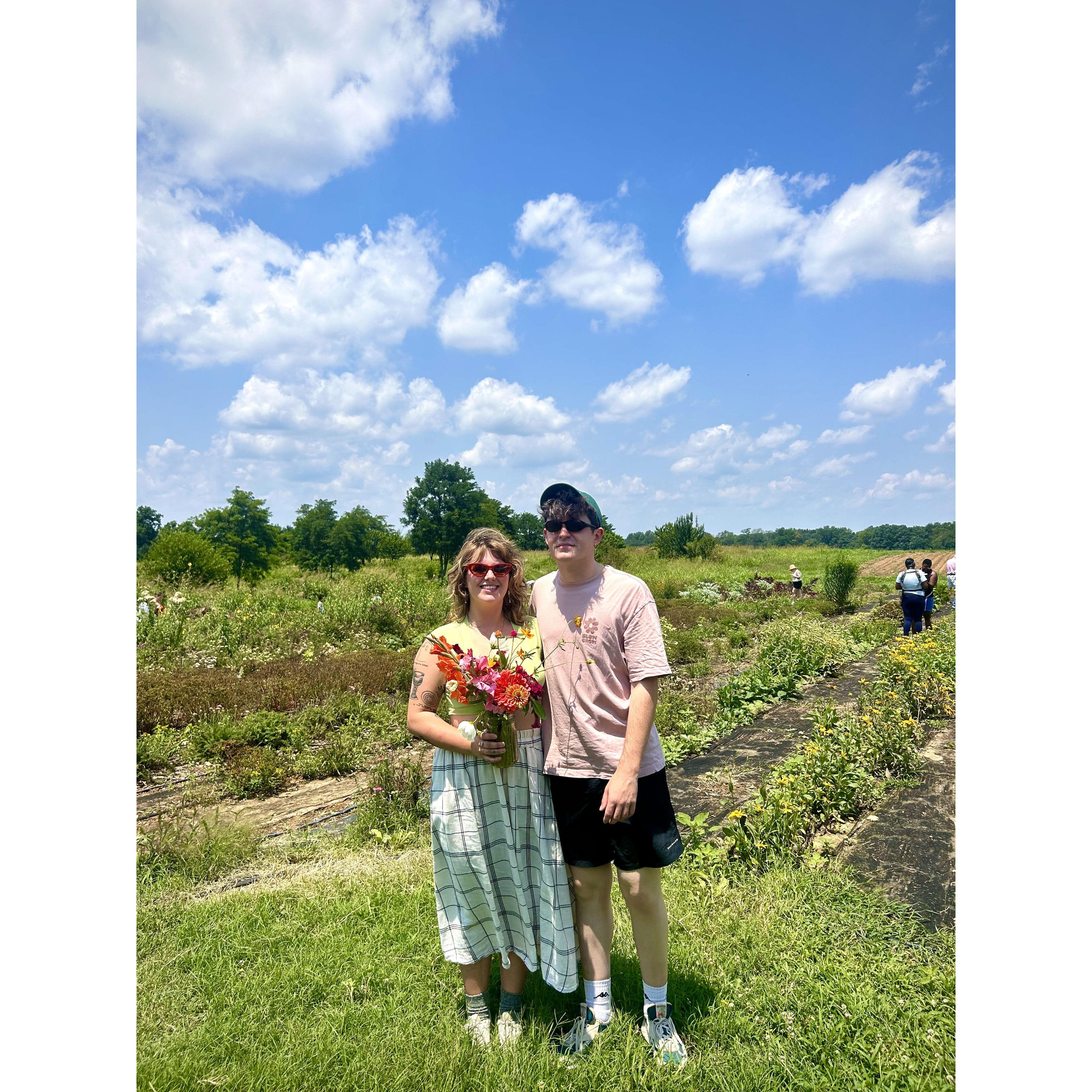 July 2024 at Foxhollow Farm. Maddie and Ed hand-picked a special bouquet to celebrate Ed's birthday.