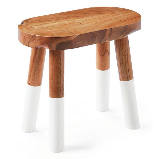 Dip-Dyed Oval Stool – White