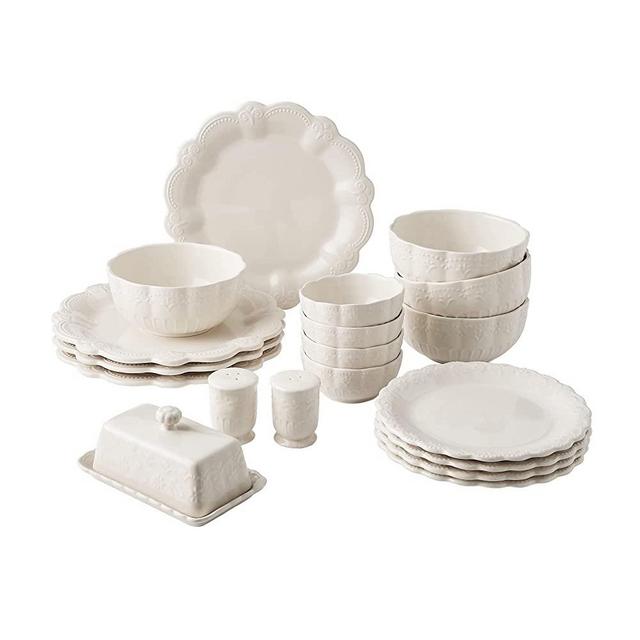 20-Piece Ceramic Toni Dinnerware Set,Linen,16.97x9.29x13.27 Inches
