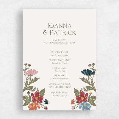 Multi-Colored Wedding Program - Glenarden