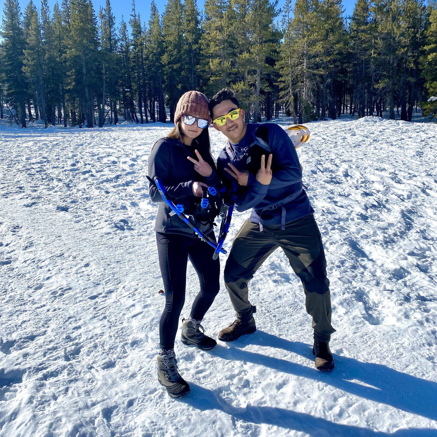 Jenna and Jesus enjoy going to Tahoe to visit Jenna's family. They also enjoy posing like this for reasons nobody knows.
