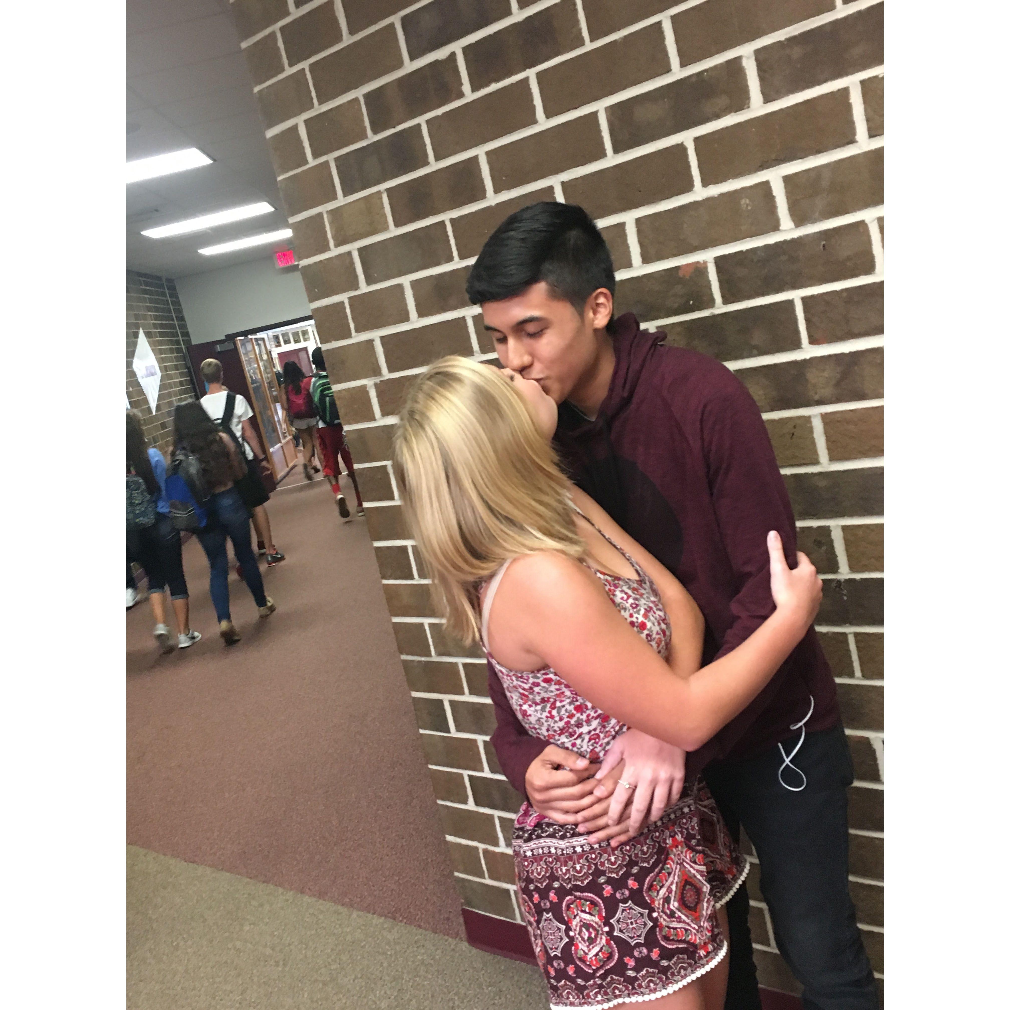Sneaking kisses between classes