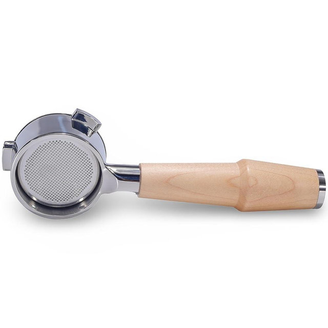 KNODOS Bottomless Portafilter 54mm Breville Compatible Maple Handle & Naked 18-21 Gram Filter Basket, Fits Barista Express, Pro, Touch, Bambino, Infuser, Duo Temp Pro