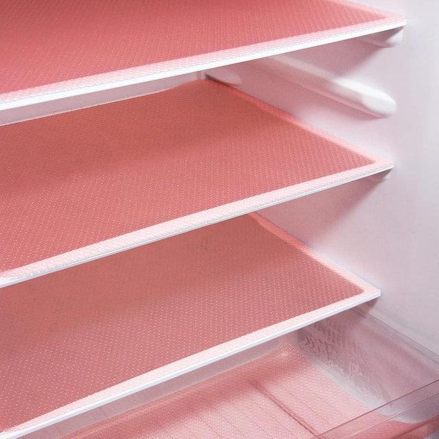Rwotlls 24Pcs Refrigerator Liners, Washable Fridge Liner Mats Covers Pads for Glass Shelf Cupboard Cabinet Drawer Home Kitchen Accessories Organization (Pink)
